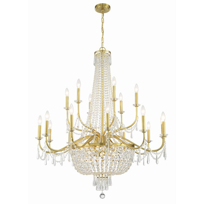 Crystorama Haywood 22 Light Chandelier, Aged Brass
