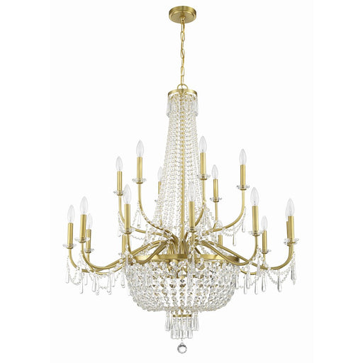 Crystorama Haywood 22 Light Chandelier, Aged Brass