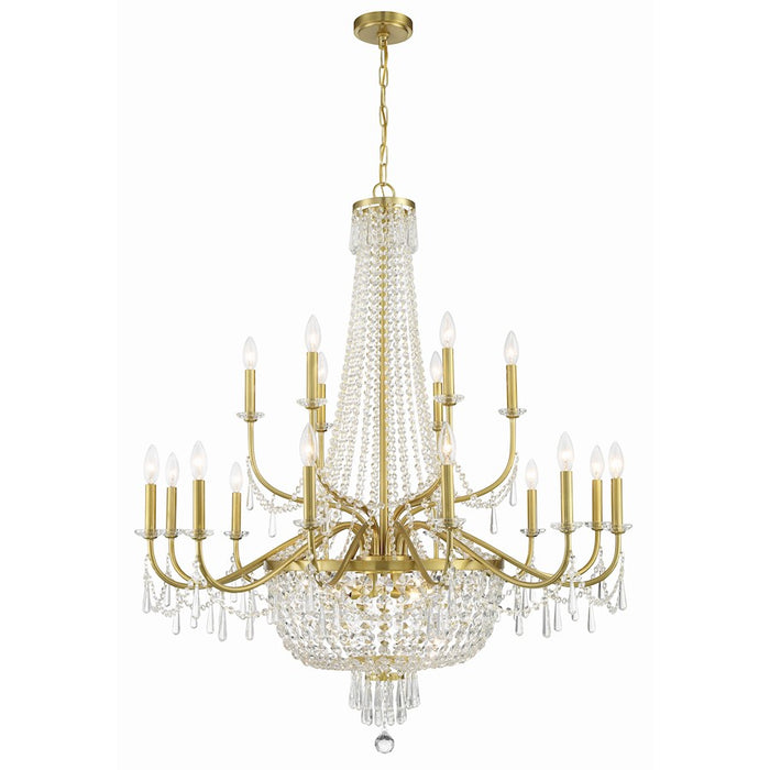 Crystorama Haywood 22 Light Chandelier, Aged Brass