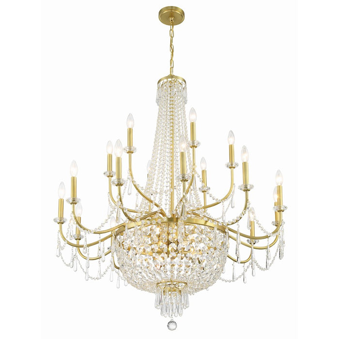 Crystorama Haywood 22 Light Chandelier, Aged Brass