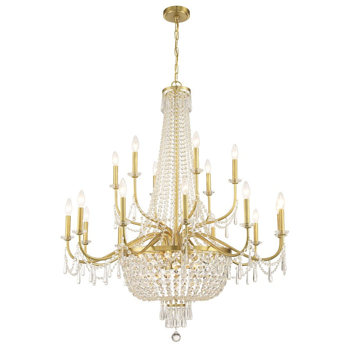 Crystorama Haywood 22 Light Chandelier, Aged Brass