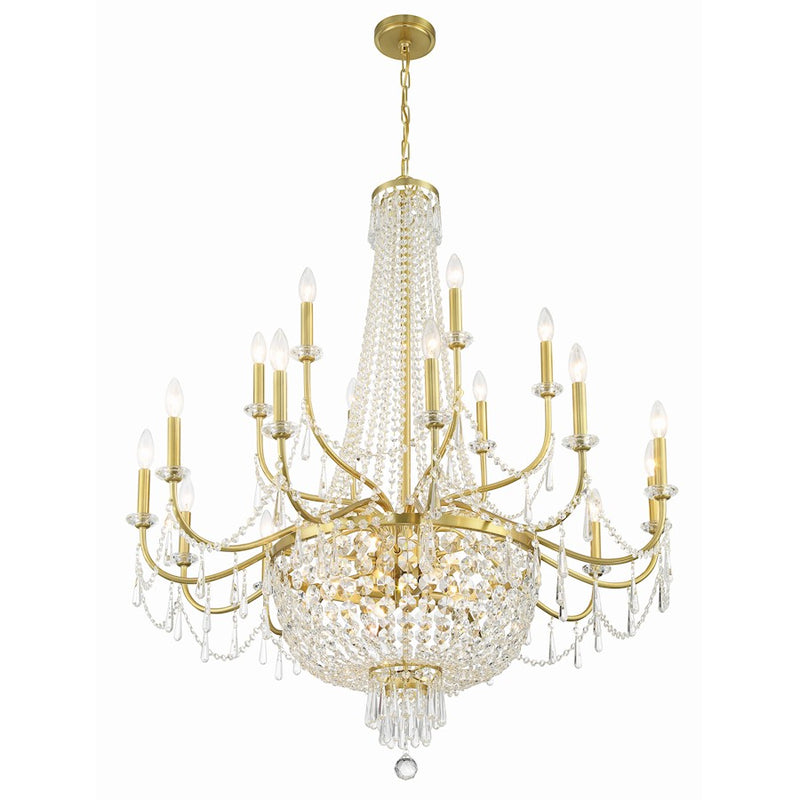 Crystorama Haywood 22 Light Chandelier, Aged Brass