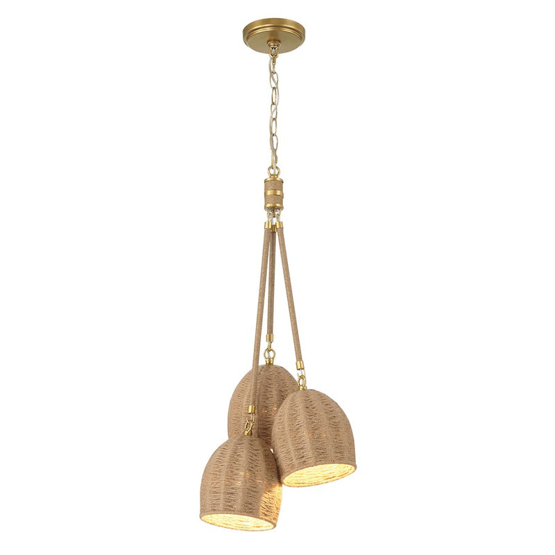 Crystorama Jace 3 Light Pendant, Soft Gold
