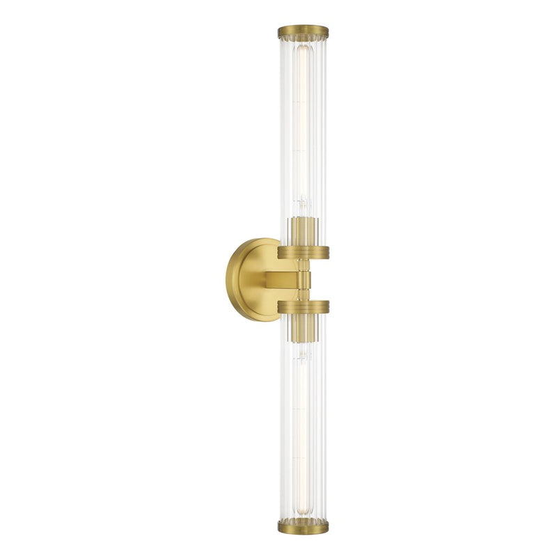 Crystorama Jarvis 2 Light 29" Sconce, Aged Brass/Clear