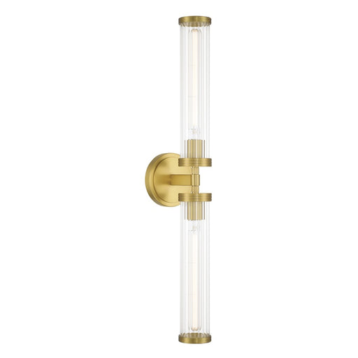 Crystorama Jarvis 2 Light 29" Sconce, Aged Brass/Clear - JAR-2302-AG