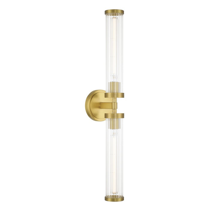 Crystorama Jarvis 2 Light 29" Sconce, Aged Brass/Clear - JAR-2302-AG