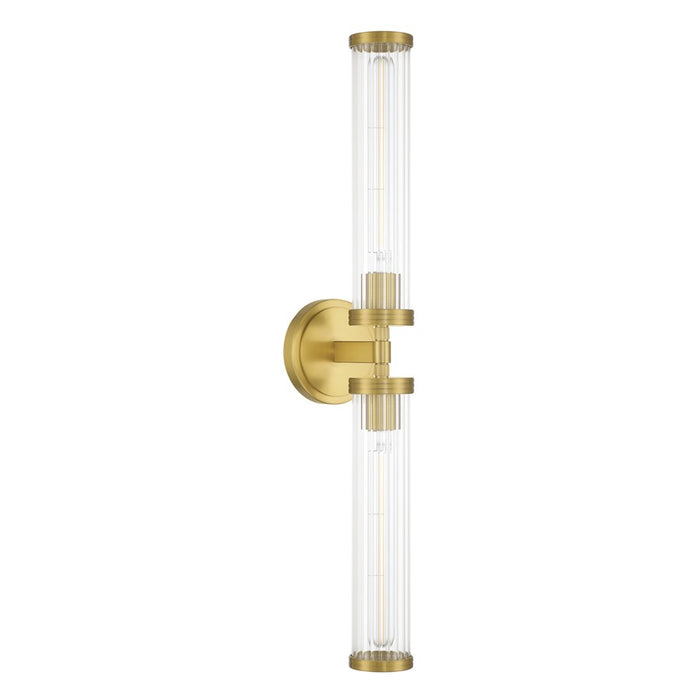 Crystorama Jarvis 2 Light 29" Sconce, Aged Brass/Clear