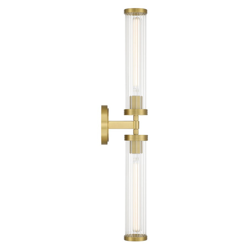 Crystorama Jarvis 2 Light 29" Sconce, Aged Brass/Clear
