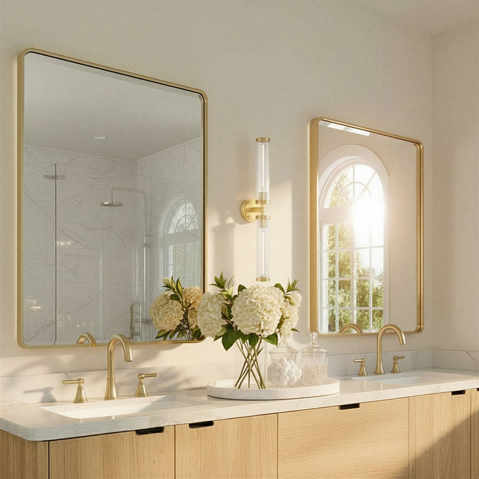 Crystorama Jarvis 2 Light 29" Sconce, Aged Brass/Clear