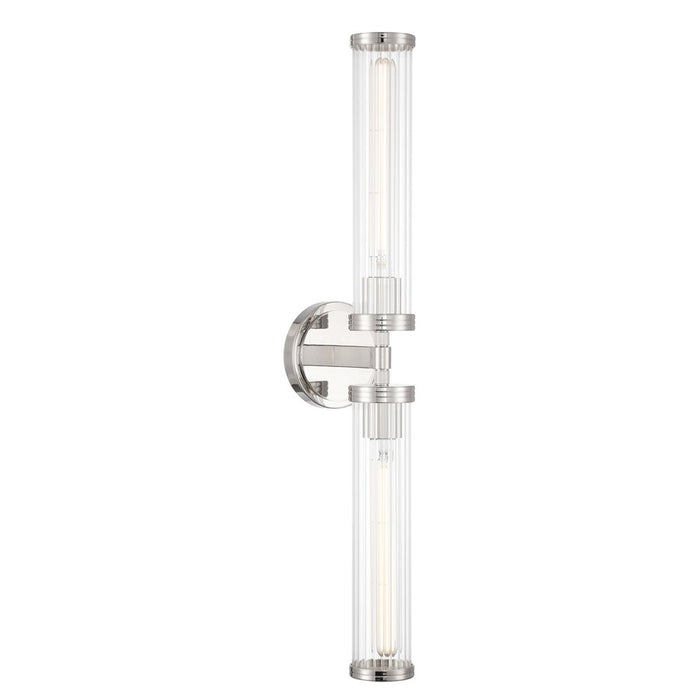 Crystorama Jarvis 2 Light 29" Sconce, Polished Nickel/Clear