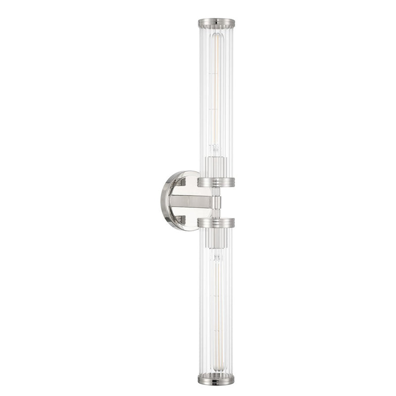 Crystorama Jarvis 2 Light 29" Sconce, Polished Nickel/Clear