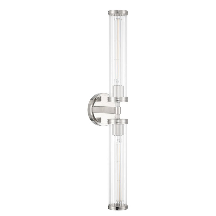 Crystorama Jarvis 2 Light 29" Sconce, Polished Nickel/Clear