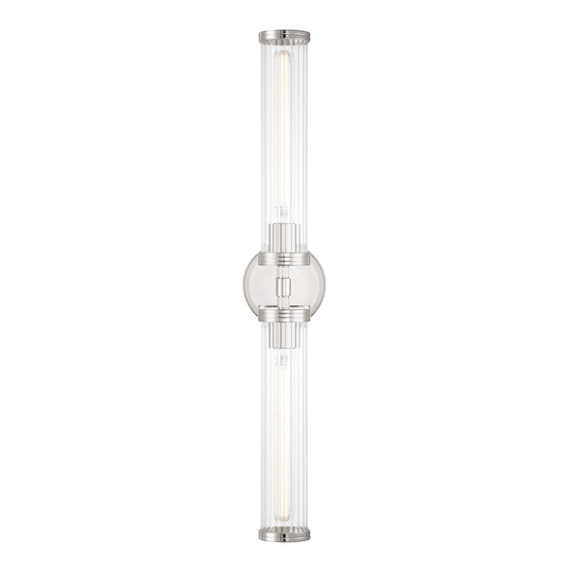 Crystorama Jarvis 2 Light 29" Sconce, Polished Nickel/Clear