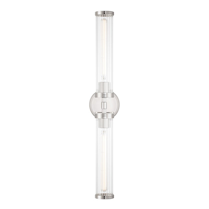 Crystorama Jarvis 2 Light 29" Sconce, Polished Nickel/Clear