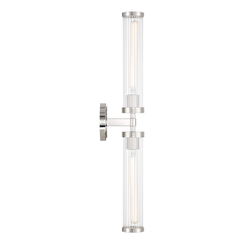 Crystorama Jarvis 2 Light 29" Sconce, Polished Nickel/Clear