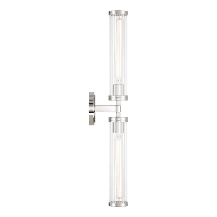 Crystorama Jarvis 2 Light 29" Sconce, Polished Nickel/Clear