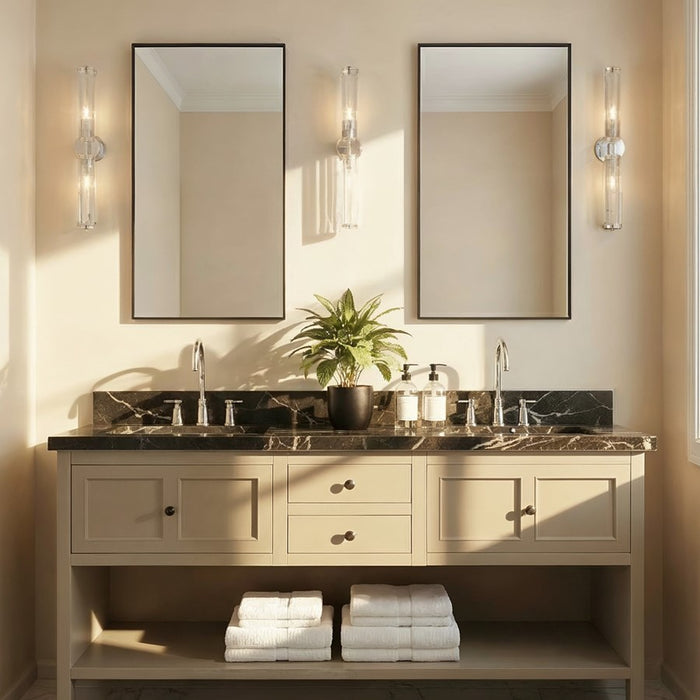 Crystorama Jarvis 2 Light 29" Sconce, Polished Nickel/Clear