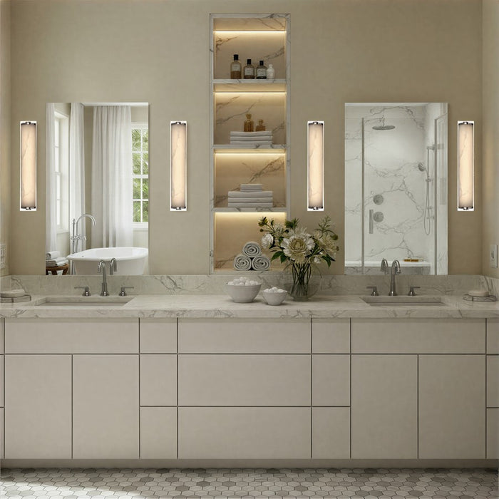 Crystorama Jarvis 1 Light 24.5" Sconce, Polished Nickel/White