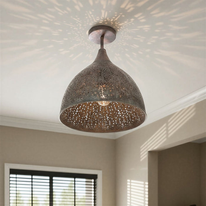Crystorama Jasmine 1Lt 14" Semi Flush Mount, Bronze