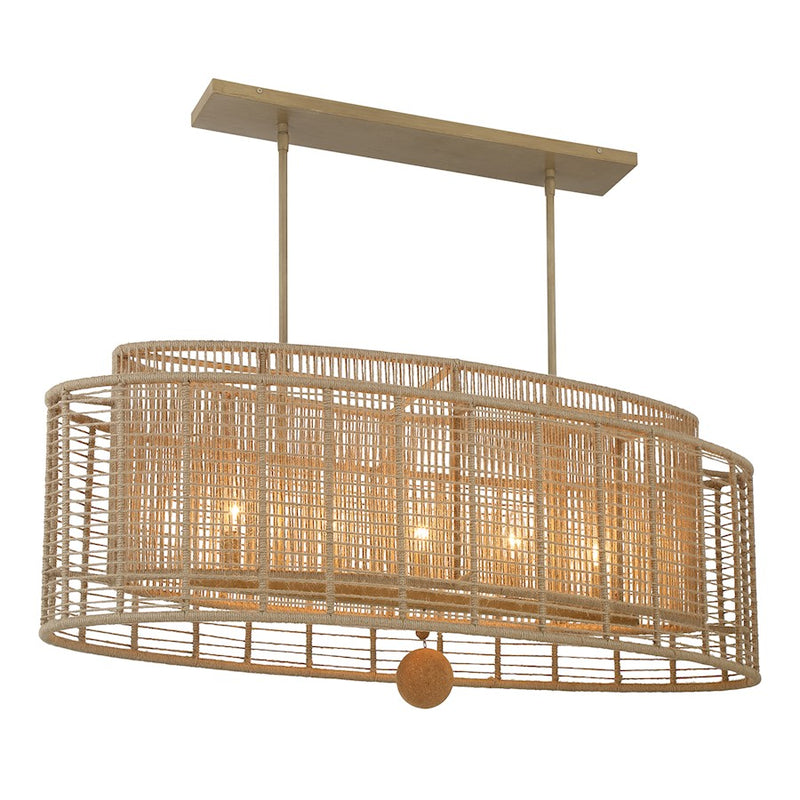 Crystorama Jayna 5 Light Linear Oval Chandelier, Burnished Silver