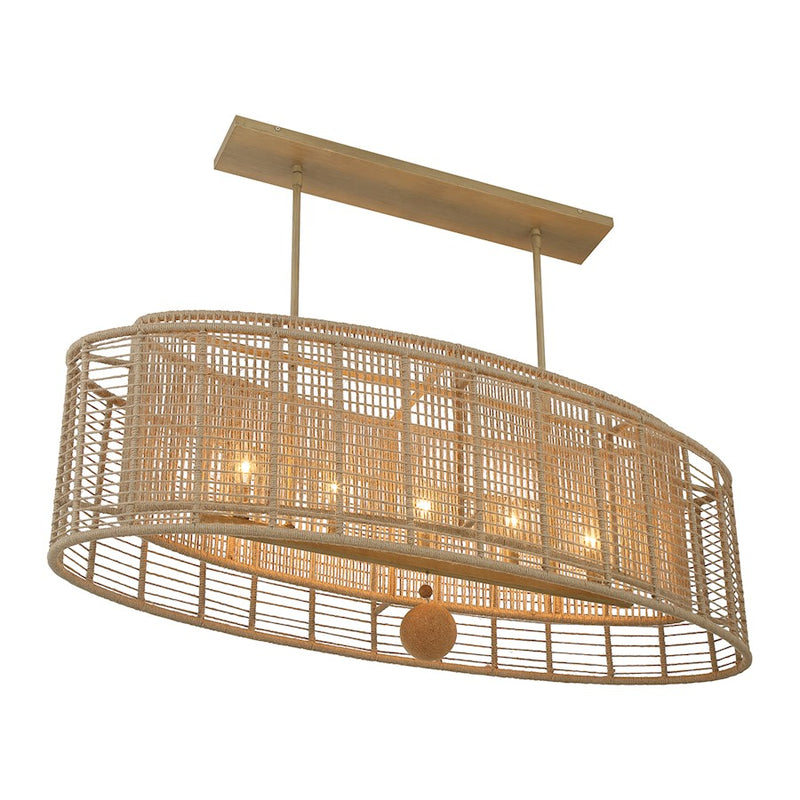 Crystorama Jayna 5 Light Linear Oval Chandelier, Burnished Silver