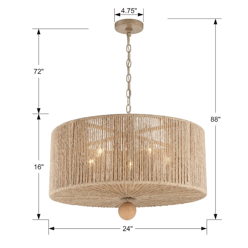 Crystorama Jessa 5 Light Pendant, Burnished Silver
