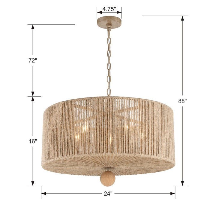 Crystorama Jessa 5 Light Pendant, Burnished Silver