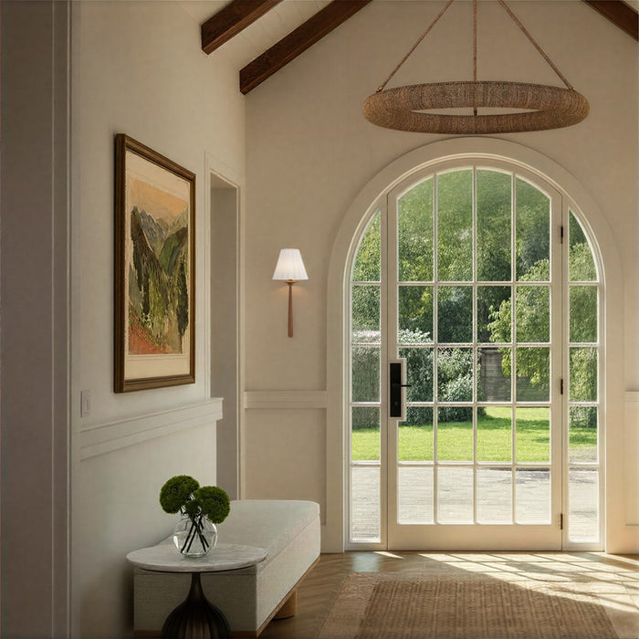 Crystorama Jules 1 Light 7.5" Sconce, Aged Brass/Wood/White