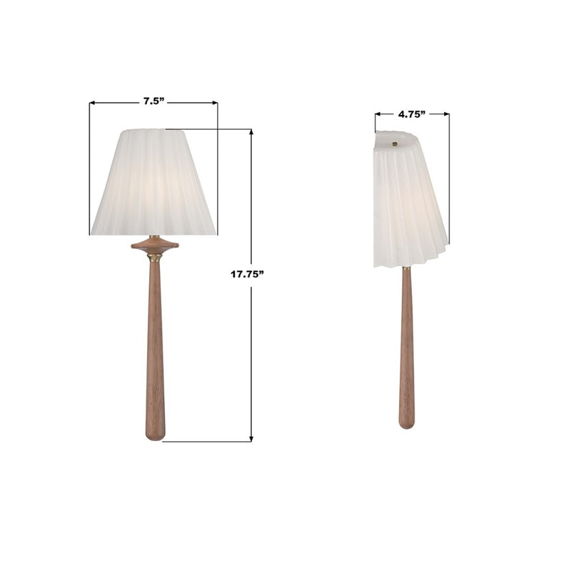 Crystorama Jules 1 Light 7.5" Sconce, Aged Brass/Wood/White