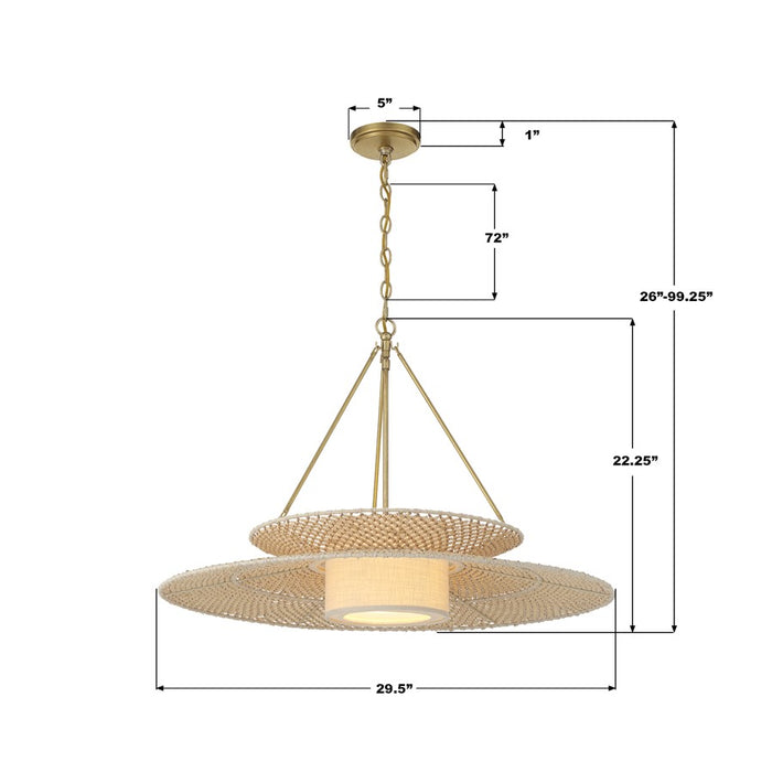 Crystorama Janipher 1 Light 29.5" Chandelier, Soft Gold/Ivory