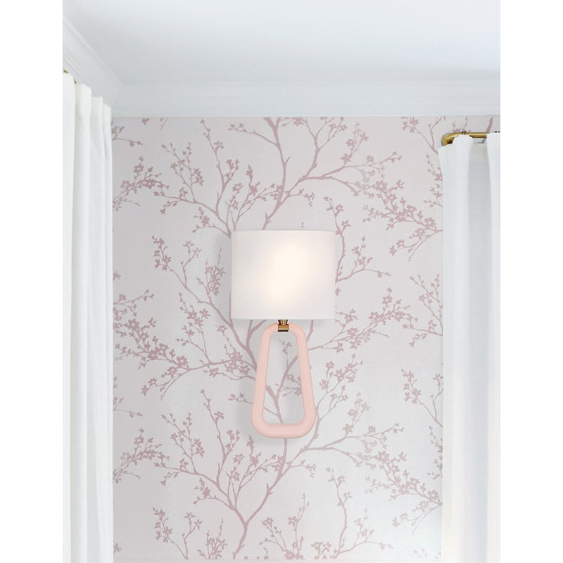 Crystorama Jori 2 Light Sconce, Brass/Blush/Pink/White