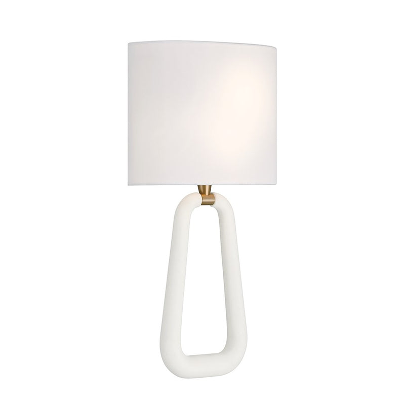 Crystorama Jori 2 Light Sconce, Aged Brass/Matte White/White