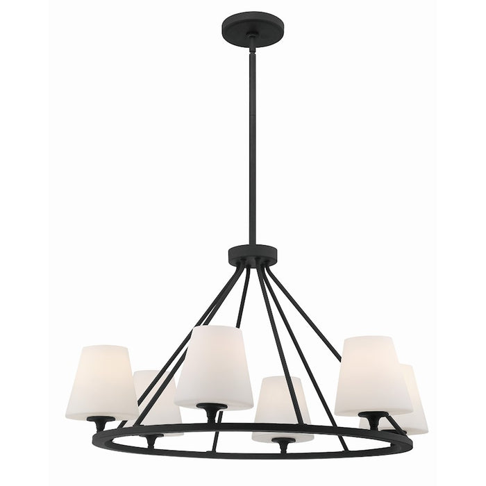Crystorama Keenan 6 Light Chandelier, Black Forged/White