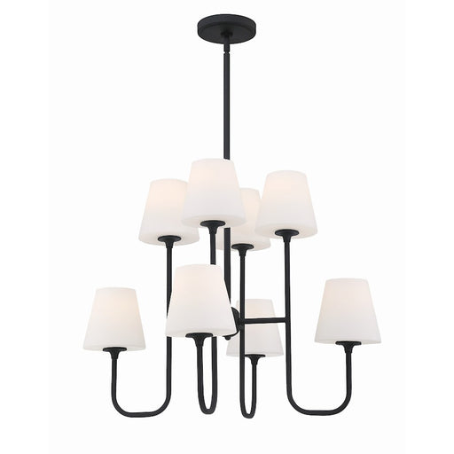 Crystorama Keenan 8 Light Chandelier, Black Forged/White