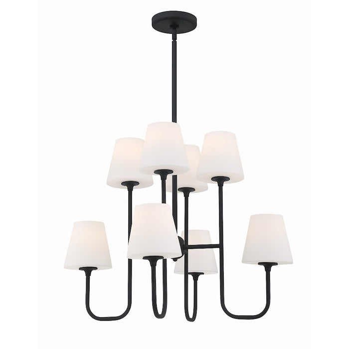 Crystorama Keenan 8 Light Chandelier, Black Forged/White