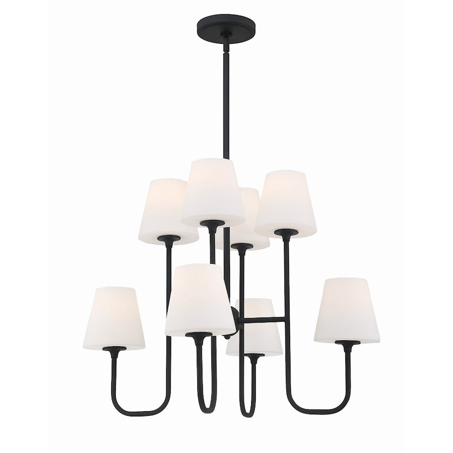 Crystorama Keenan 8 Light Chandelier, Black Forged/White