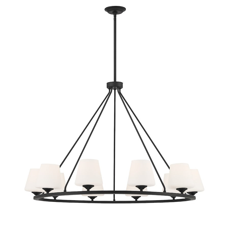 Crystorama Keenan 10 Light Chandelier, Matte Black/White