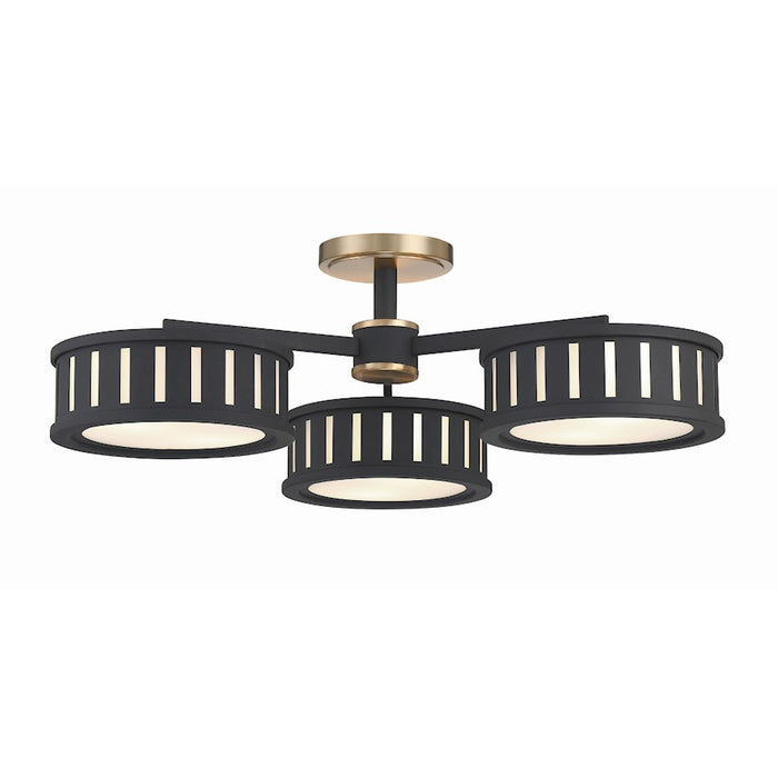 Crystorama Kendal 6 Light Semi Flush Mount, Gold/Black Forged