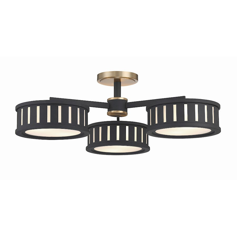 Crystorama Kendal 6 Light Semi Flush Mount, Gold/Black Forged