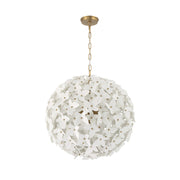 Crystorama Killian 22in 6-Light Chandelier | Coastal Luxe Gold Steel and White Ceramic Butterfly | Dining Room & Bedroom Statement | Model KLN-5206-LG