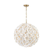 Crystorama Killian 22in 6-Light Chandelier | Coastal Luxe Gold Steel and White Ceramic Butterfly | Dining Room & Bedroom Statement | Model KLN-5206-LG