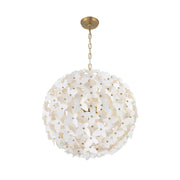 Crystorama Killian 22in 6-Light Chandelier | Coastal Luxe Gold Steel and White Ceramic Butterfly | Dining Room & Bedroom Statement | Model KLN-5206-LG