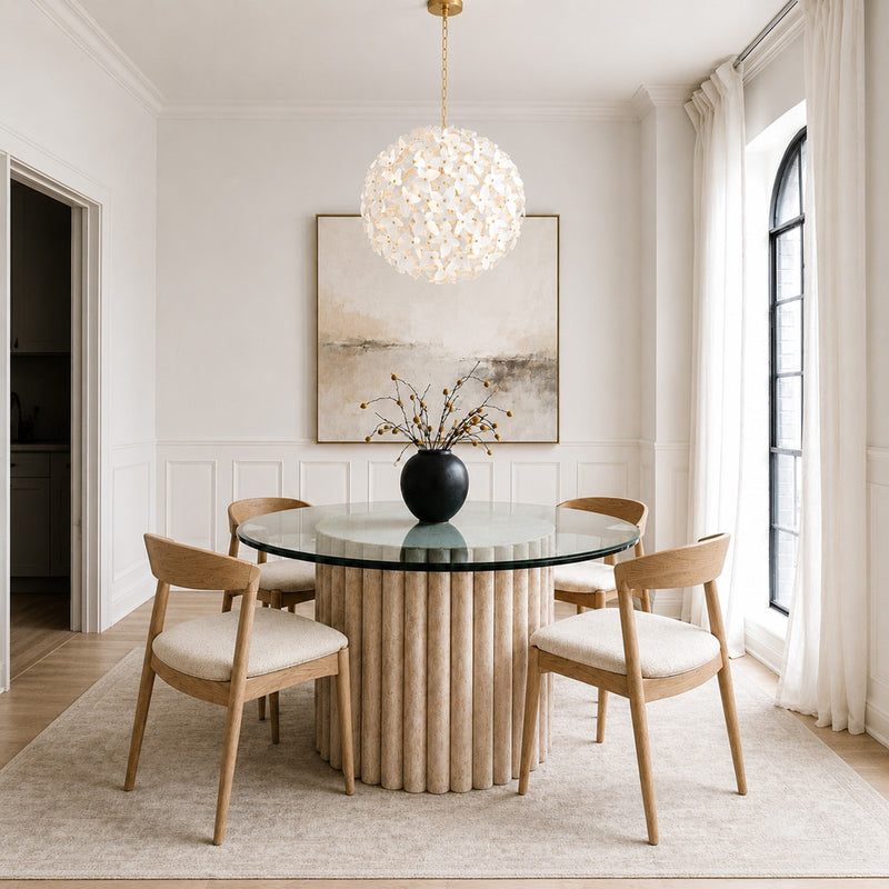 Crystorama Killian 22in 6-Light Chandelier | Coastal Luxe Gold Steel and White Ceramic Butterfly | Dining Room & Bedroom Statement | Model KLN-5206-LG