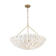 Crystorama Killian 28in 6-Light Chandelier | Coastal Luxe Gold Steel and White Ceramic Butterfly | Dining Room & Entryway Statement | Model KLN-5208-LG