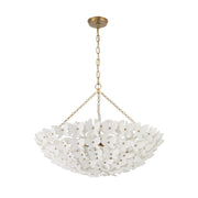 Crystorama Killian 28in 6-Light Chandelier | Coastal Luxe Gold Steel and White Ceramic Butterfly | Dining Room & Entryway Statement | Model KLN-5208-LG