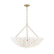 Crystorama Killian 28in 6-Light Chandelier | Coastal Luxe Gold Steel and White Ceramic Butterfly | Dining Room & Entryway Statement | Model KLN-5208-LG