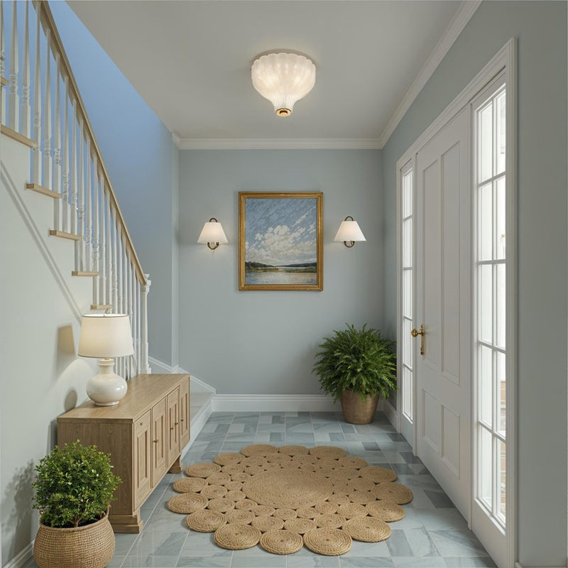 Crystorama Layton 3 Light 9.75" Semi Flush Mount, Luxe Gold/White