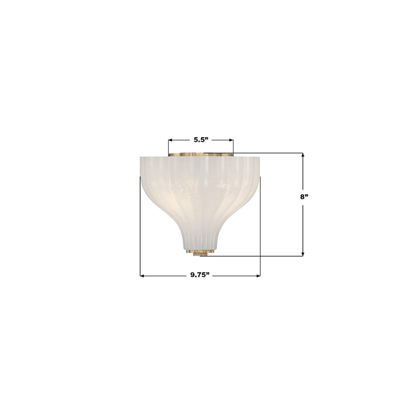 Crystorama Layton 3 Light 9.75" Semi Flush Mount, Luxe Gold/White