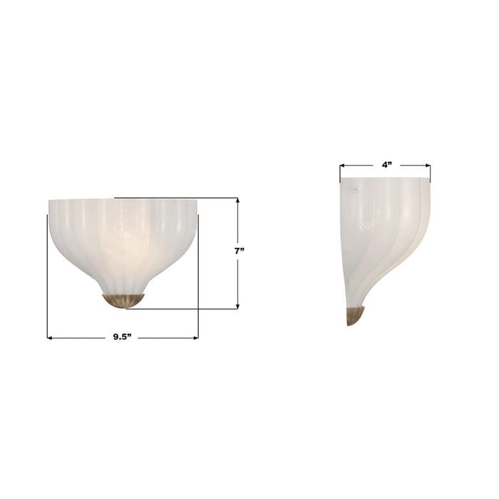 Crystorama Layton 1 Light 9.5" Sconce, Luxe Gold/White