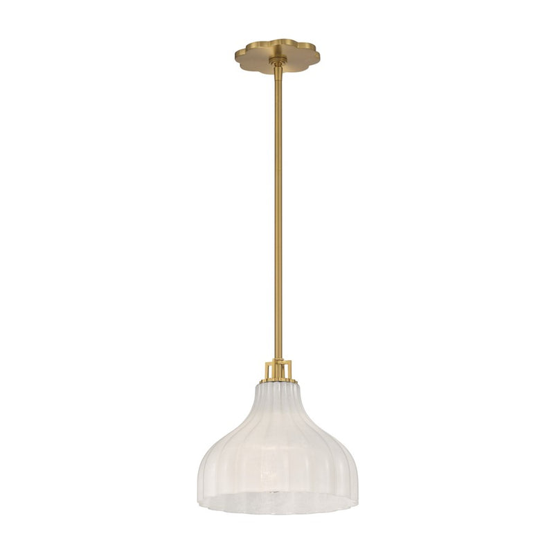 Crystorama Layton 1 Light 9.75" Pendant, Luxe Gold/White